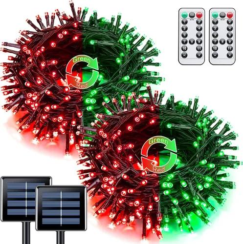 Miniatura 23 de JMEXSUSS 600 luces LED solares azules de Navidad, 206.7 pies, luces azules de Navidad al aire libre, impermeables, 8 modos de luz solar al aire