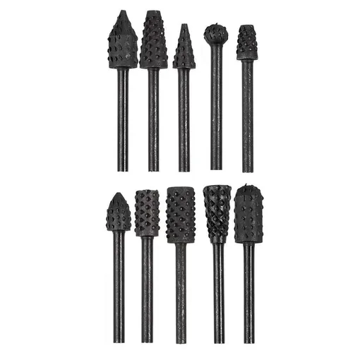 Juego de brocas de tallado de madera para carpintería con vástago de 1/8 pulgadas, mini escobilla giratoria, herramientas para tallado de madera, 10