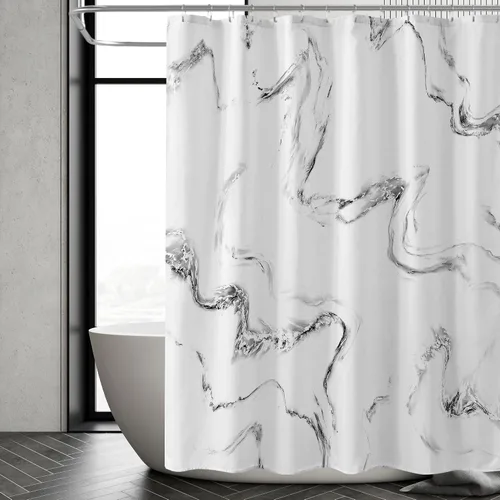 Miniatura 16 de Gibelle Cortina de ducha pequeña de 36 x 72 pulgadas, diseño de mármol medio abstracto estrecho para baño, juego de cortina de ducha moderna de tela