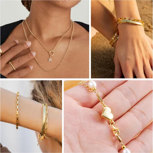 Miniatura 5 de Collar magnético de corazón de oro de 14 quilates, cierres y cierres de plata de ley 925, cierre de langosta doble, cierres magnéticos de joyería