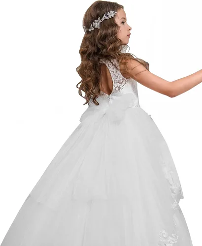 Miniatura 2 de Vestido de niña de flores, para niñas con cuentas y encaje, traje para certámenes.