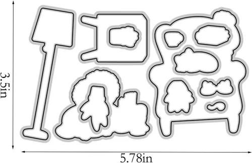 Miniatura 2 de Juego de sellos y troqueles para niña con un libro en el sofá para hacer tarjetas, sellos transparentes y troqueles de corte de metal para álbumes