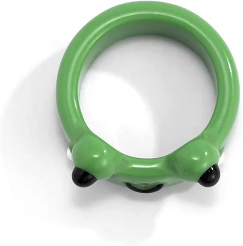 Miniatura 3 de FORUBUS Juego de 2 anillos de resina con bonito diseño de rana de pollo, hongos, lindos anillos apilables de animales para mujeres y niñas, Metal
