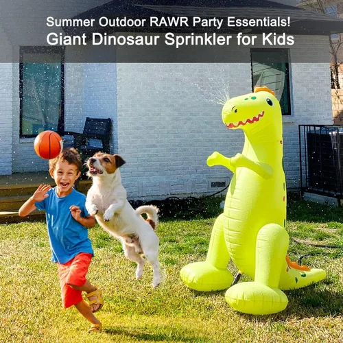 Miniatura 2 de Float Joy Rociador inflable de 5.5 pies, dinosaurio gigante T-REX, gran regalo para niños y adultos, juguete de agua para decoración de fiesta