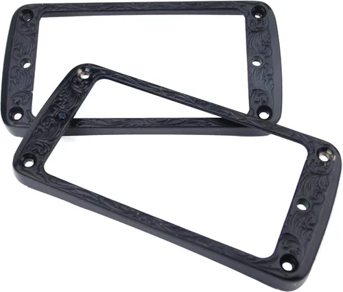 Miniatura 2 de Guyker Juego de anillos de montaje Humbucker de metal con parte inferior curvada – Reemplazo de marco de cubierta de pastillas para puente y cuello