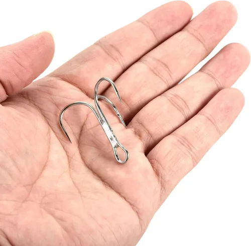 Miniatura 6 de PATIKIL Anzuelos de pescado agudos de acero al carbono, gancho de curva redondo afilado Gancho de púas triple para agua dulce y salada Blanco