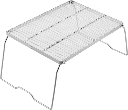 YETO Parrilla plegable de acero inoxidable 304, parrilla de campamento portátil resistente con patas, bolsa de transporte para acampar al aire