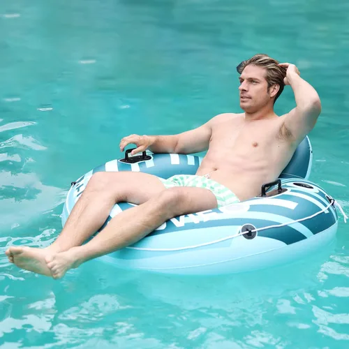 Miniatura 19 de River Tubes for Floating Heavy Duty Inflatable Floating Lounger Premium River Water Rafts Pool Float with Cup Holder Above Lake for Adults