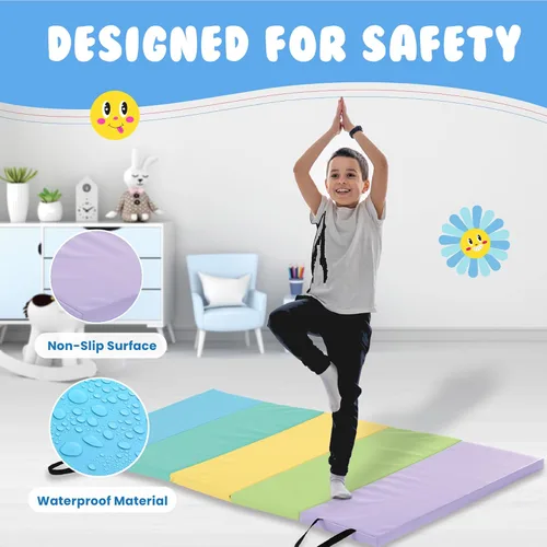 Miniatura 4 de New Bounce Tumbling Mat for Kids - Gymnastics Mat - Folding Exercise Tumble Mat for Home Gyms