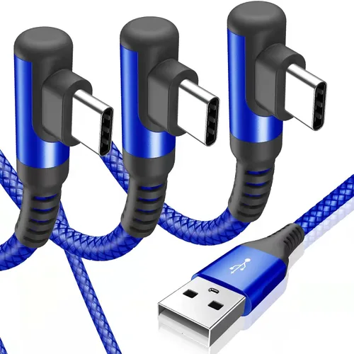 Miniatura 9 de sweguard Cable de carga USB tipo C en ángulo recto [2 unidades, 20 pies] 3.1A cable trenzado de nailon para iPhone 17, 16, 15 Pro Max Plus, iPhone