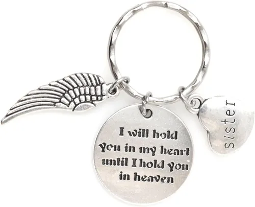 Miniatura 8 de Llavero con texto en inglés "I Will Hold You in My Heart Until I Hold You in Heaven Angel Wing Family Charm Veterans Luurn Grief Sympathy