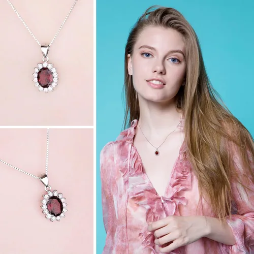 Miniatura 70 de JewelryPalace Princess Diana Kate Middleton Natural Amethyst Citrine Garnet Peridot Topaz Created Ruby Sapphire Simulated Emerald Pendant Necklace