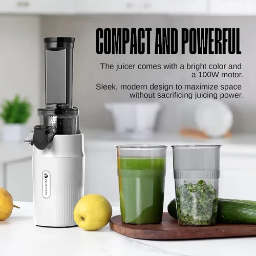 Miniatura 3 de Ventray Ginnie - Mini exprimidor de prensa en frío, pequeño exprimidor lento para verduras y frutas, alto rendimiento de jugo, fácil de limpiar
