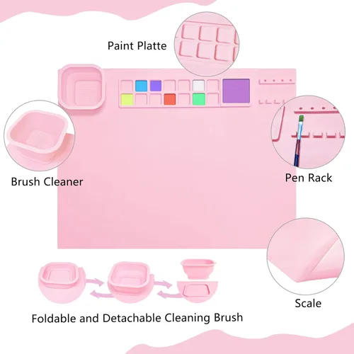 Miniatura 5 de Tapete de Silicona para Manualidades, 20"×16" Tapete de Silicona para Manualidades y Pintura Plegable Hoja Antiadherente para Manualidades Pintura