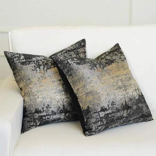 Miniatura 14 de THE-TINOART Fundas de almohada de estilo rústico moderno de 18x18, fundas de almohada decorativas tejidas en jacquard beige y dorado para sofá