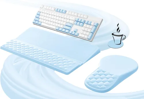 Miniatura 15 de Ospelelf Almohadilla Ergonómica para Mouse y Soporte con Reposamuñecas para Teclado, Comodidad de Espuma Viscoelástica, Alivio del Dolor para Flores