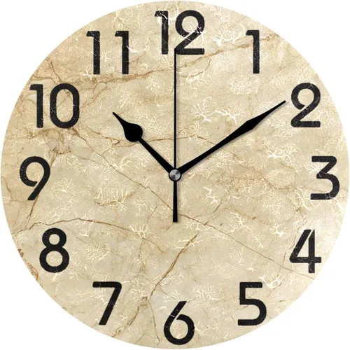 Miniatura 20 de Reloj de pared redondo retro de otoño con dos gnomos y calabaza de 10 pulgadas, funciona con pilas, reloj de escritorio analógico silencioso sin