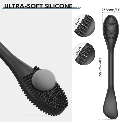 Miniatura 6 de Cepillo de limpieza facial de silicona – 2 unidades de exfoliante de doble extremo para limpieza profunda de poros, eliminación de puntos negros
