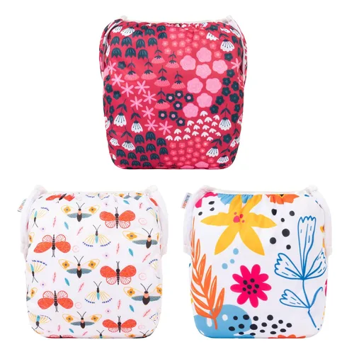 Miniatura 86 de Alva, Pañales de bebé para nadar, paquete de 2 unidades, talle único, reutilizable, lavable y ajustable de 0 a 36 meses. Tamaño de 10 a 40 lbs
