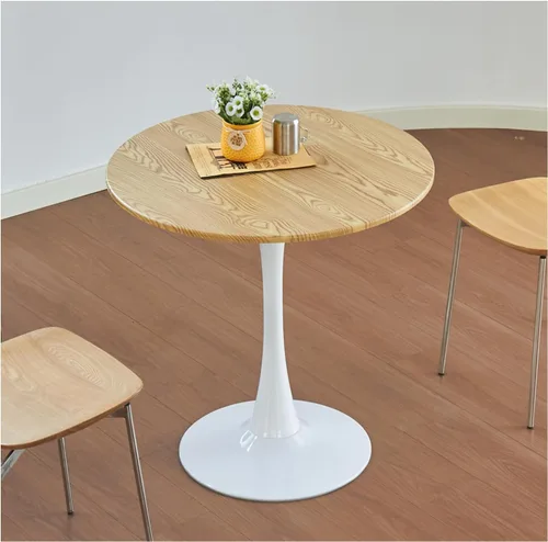 Miniatura 11 de Mesa de comedor redonda, mesa circular de tulipán de 31.5" con tablero engrosado y pedestal de metal, mesa de bistró moderna de mediados de siglo