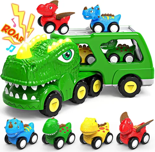ENJSD Juguetes para niños de 1, 2, 3, 4 años, juguetes 5 en 1 para edades de 2 a 4 años con 4 juguetes de dinosaurio para niños de 3 a 5 años,