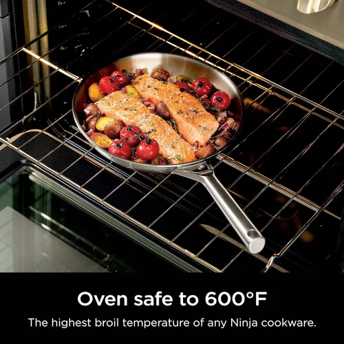 Miniatura 5 de Ninja EverClad - Sartén de acero inoxidable de grado comercial de 26 cm, sartén tricapa, apta para horno hasta 600°F, compatible con todas