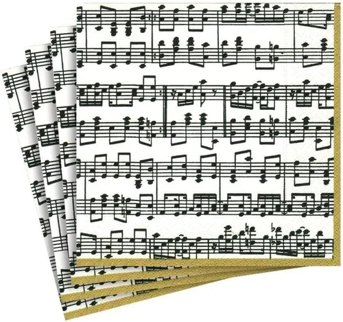 Miniatura 10 de Entertaining with Caspari Musica - Servilletas de cóctel de papel, paquete de 20, color negro
