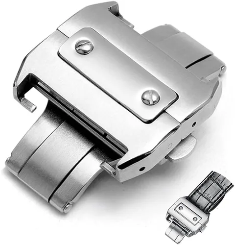 Cierre desplegable de acero inoxidable de 0.709 in 0.827 in con hebilla plegable de mariposa, accesorios de repuesto para correas de reloj de cuero