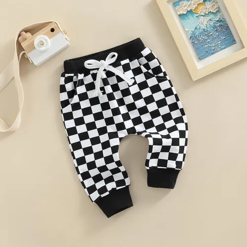Miniatura 2 de Pantalones largos de cuadros con cintura elástica para bebés, niños y niñas, para primavera, verano, otoño e invierno
