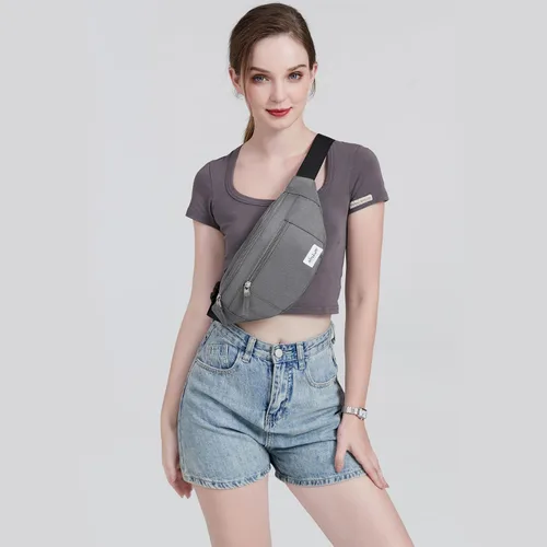 Miniatura 4 de Abshoo Riñonera cruzada para hombre para mujer, bolsa de viaje para senderismo, correr, riñonera, Gris