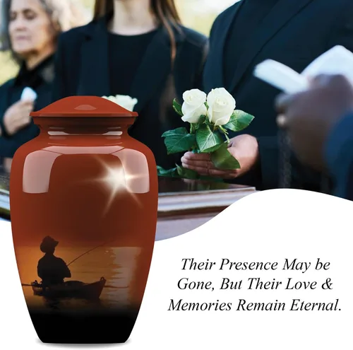Miniatura 9 de Forever URNS - Urna funeraria de cremación para adultos con tema clásico de hombre de pesca para cenizas humanas de mujeres y hombres, 320 pulgadas