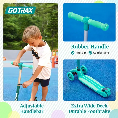 Miniatura 5 de Gotrax KS1 Patinete Infantil de Impulso, Ruedas con Luces LED y 3 Manillares de Altura Ajustable, Dirección por Inclinación y Plataforma