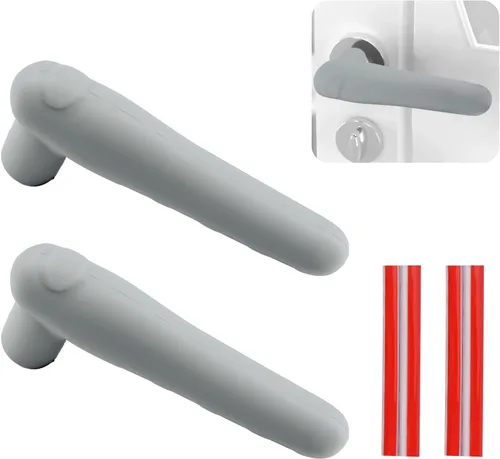 Miniatura 12 de Fundas para manijas de puerta, 4 piezas de silicona negra mate para manijas de puerta, cubiertas para pomos de puerta, protectores antiestáticos