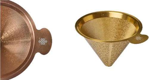 Miniatura 3 de ATHIA Golden Dripper - Filtro de café reutilizable de acero inoxidable sin papel para cafeteras de goteo, ecológico, fácil de limpiar, compatible