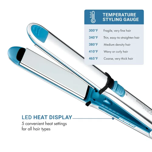 Miniatura 4 de BaBylissPRO Nano Titanium Prima Ionic Hair Straightener – Professional Flat Iron & Curling Iron in One for Stylists, Pro Styling Hair Tool Azul