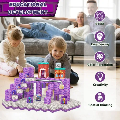 Miniatura 6 de 48 bloques magnéticos, rellenos para medias navideñas para niños, regalos ideales para edades de 3, 4, 5, 6 años, cubos magnéticos sensoriales
