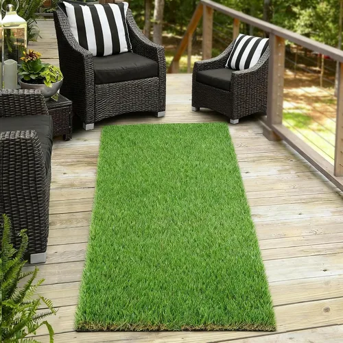 XLX TURF Alfombra Corredor de Césped Artificial - 2 PIES X 10 PIES Gruesa y Realista Alfombra de Césped Falso para Exteriores para Balcón Patio -