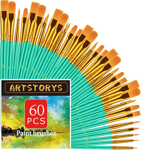 Miniatura 15 de Juego de pinceles de pintura, 30 piezas de pinceles de pintura para pintura acrílica, pincel de pintura al óleo, acuarela y acrílica, pinceles