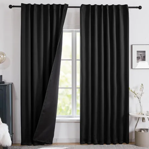 Deconovo Cortinas 100% opacas para dormitorio, cortina con aislamiento térmico, panel de sala de estar insonorizado, certificado Oeko-TEX, cortinas