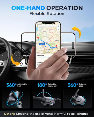 Miniatura 6 de Tophot Soporte de teléfono MagSafe para automóvil, soporte de teléfono para salpicadero, soporte magnético giratorio de 360° para automóviles