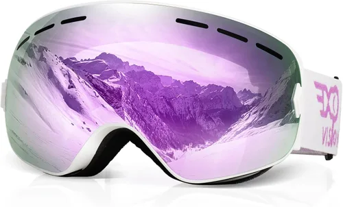 Miniatura 11 de EXP VISION Gafas de esquí de snowboard para hombres, mujeres y jóvenes, antiempañamiento OTG, gafas de nieve de invierno, lentes desmontables Rosa