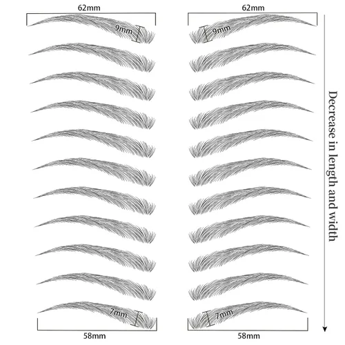 Miniatura 5 de Aresvns Cejas falsas realistas, 99 pares, 12 formas, transferencia de cejas impermeables 4D para mujeres y adolescentes, perfectas para regalos