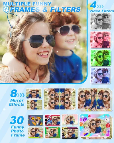 Miniatura 6 de Cámara para niños Uffylle, selfie frontal de 1080P 48MP, cámara de juguete para niños pequeños con pantalla grande de 3.5 pulgadas, zoom 10X