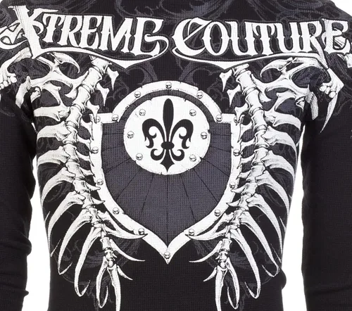 Miniatura 6 de Xtreme Couture by Affliction - Camisa térmica de manga larga para hombre VERTEBRAE, Negro