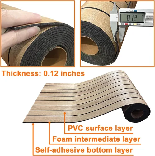 Miniatura 7 de YLL YLL Panel de pared de láminas de PVC para despegar y pegar de 118 x 15.7 pulgadas, panel de listones de madera de grano de roble sintético