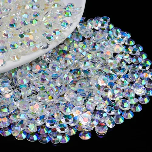 Miniatura 17 de 2000 piezas de brillantes de resina con parte trasera plana de 4 mm, brillantes de resina de gel AB azul claro/azul cielo para tazas, botellas, Azul