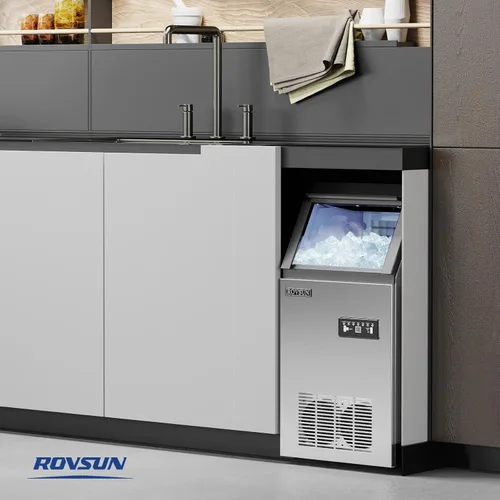 Miniatura 8 de ROVSUN - Máquina comercial para hacer hielo de acero inoxidable, 50 kg/24 horas, automática, para debajo de la encimera/portátil, independiente