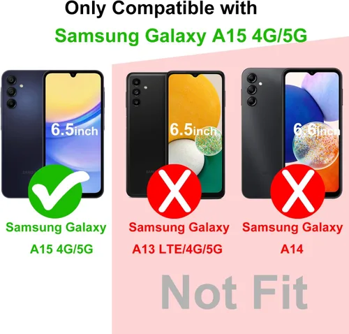 Miniatura 2 de TENOC Protector de lente de cámara para Samsung Galaxy A15, cubierta de pantalla de cámara de vidrio templado 9H, anillo individual de metal negro