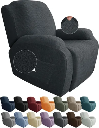 Miniatura 45 de JIVINER Fundas de sofá reclinable de 8 piezas, fundas elásticas de jacquard para sofá reclinable, fundas para sala de estar, protector suave de 3