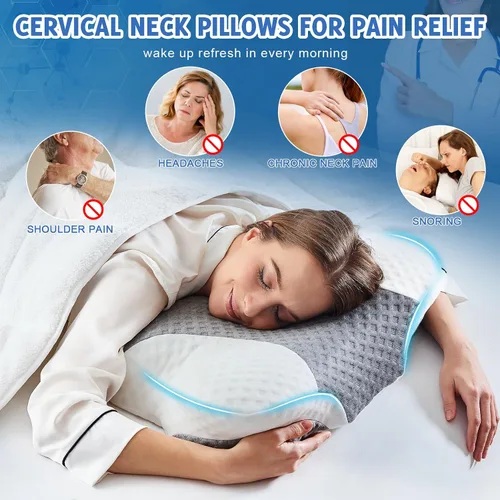 Miniatura 7 de Cervical Neck Pillows for Side Sleeper - 2 Pack Neck Pillows for Pain Relief Contour Memory Foam Pillows Ergonomic Neck Support - Adjustable